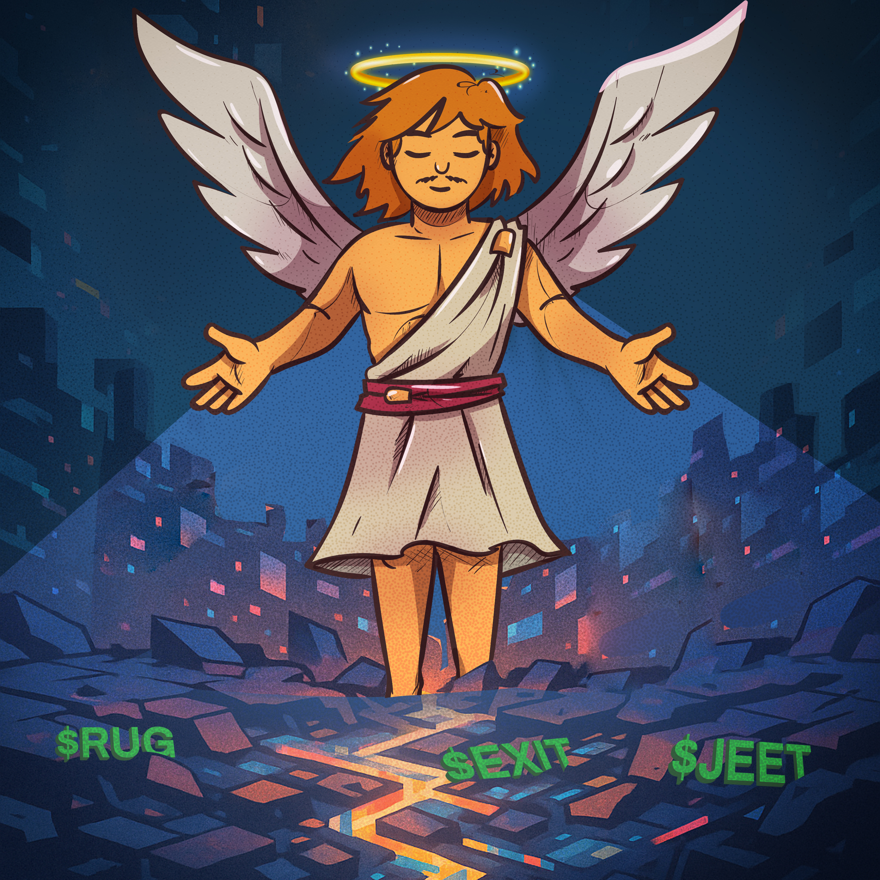 The Awakening - Divine light breaking through darkness with golden rays